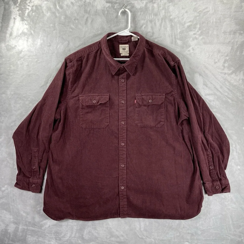 Levi's Shirt Mens XXL Corduroy Jackson Worker Button Up Relaxed Fit Red 2XL